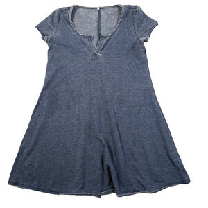 Z Supply French Terry T-Shirt Dress Women's Small Washed Blue Short Sleeve V-Nec